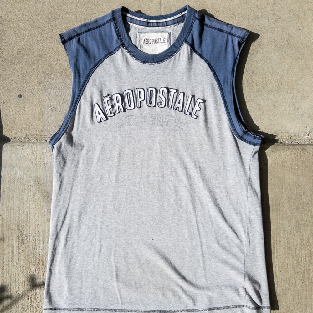 Aeropostale Blue and Gray Sleeveless Top